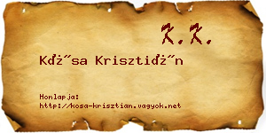 Kósa Krisztián névjegykártya